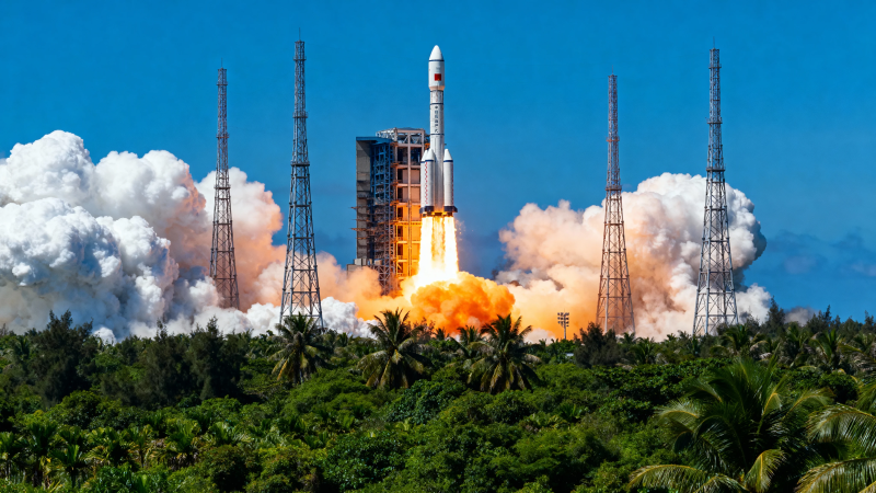 火箭升空 烈焰腾云图片