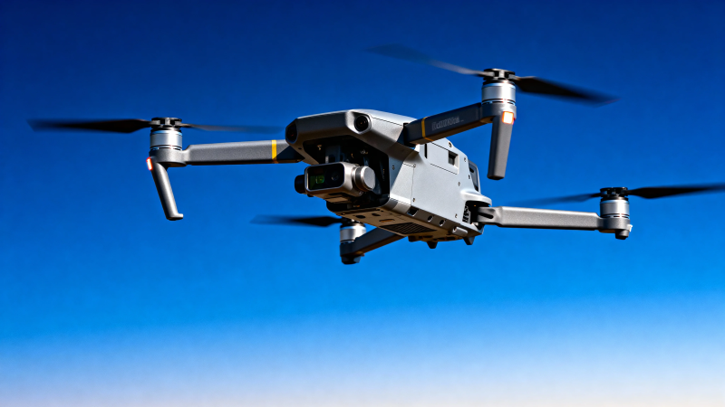 无人机蓝天飞行中图片