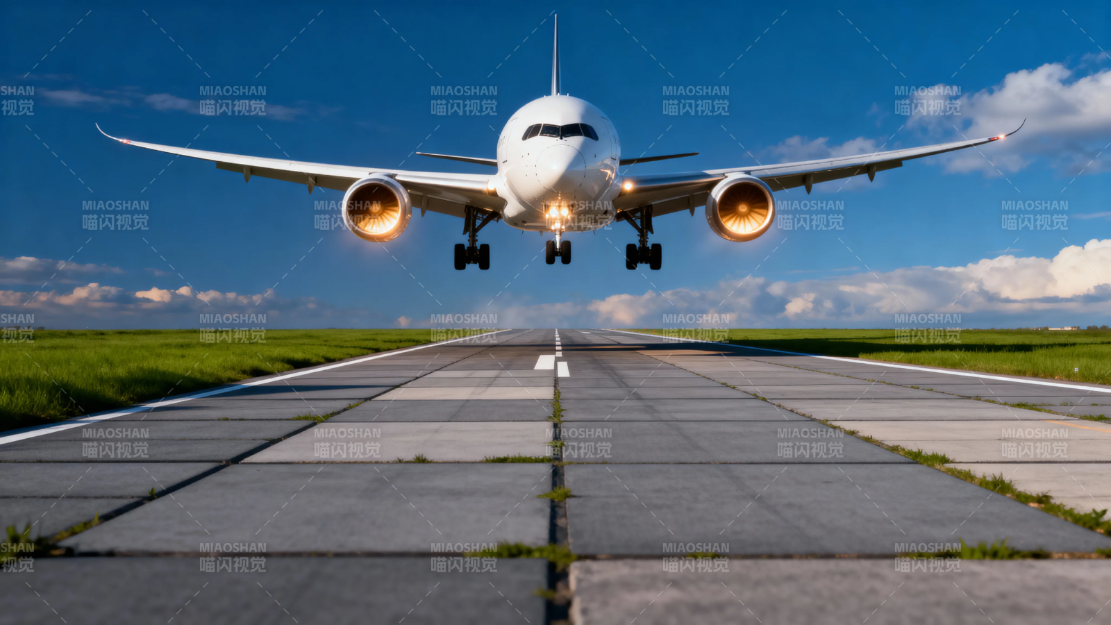 飞机起飞瞬间 引擎喷火震撼图片