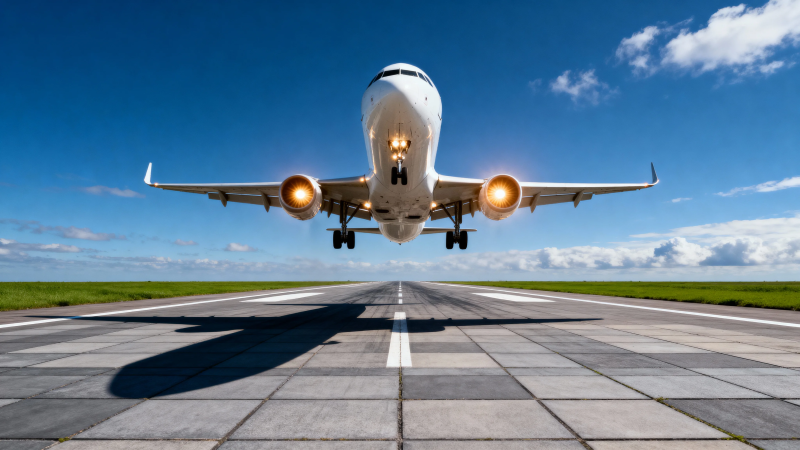 飞机起飞瞬间 冲向蓝天图片