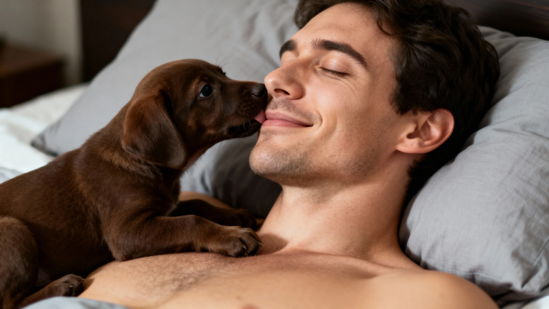 人狗共眠 温馨一刻图片