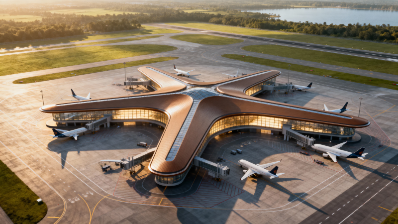 星形机场航站楼全景图图片