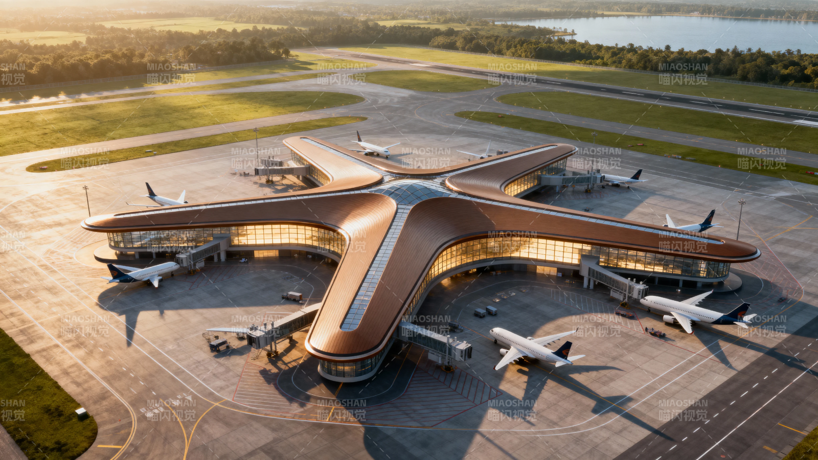 星形机场航站楼全景图图片