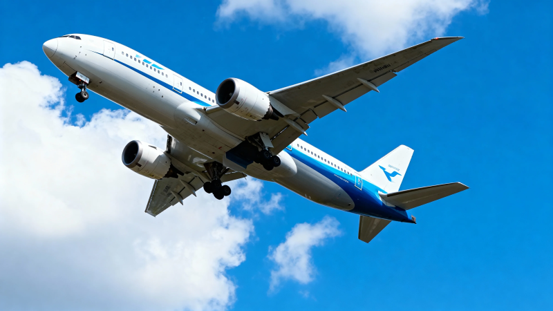 蓝天客机翱翔云中图片