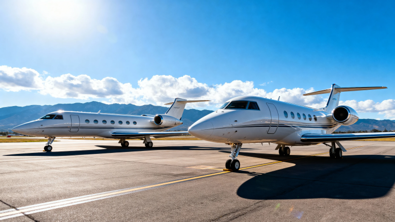 双机静停机坪 蓝天远山伴图片