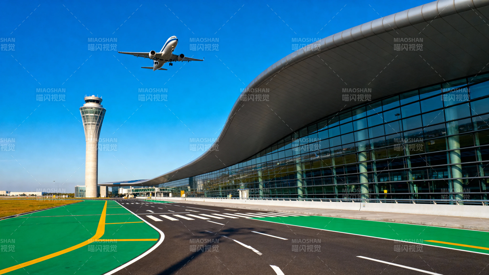 飞机起飞 现代机场全景图片
