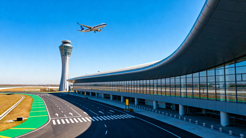 机场航站楼与起降飞机图片