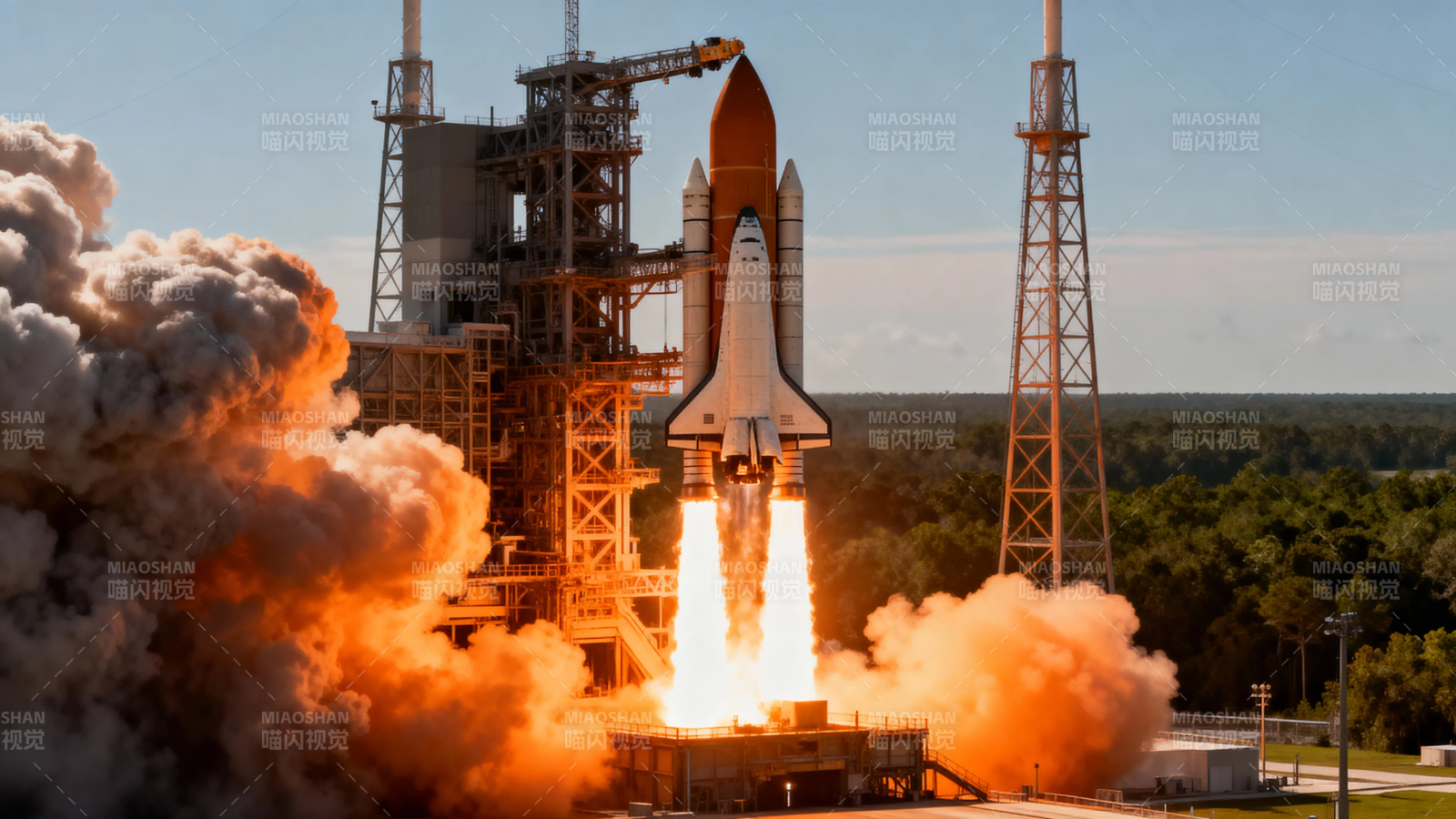 航天飞机点火升空瞬间图片