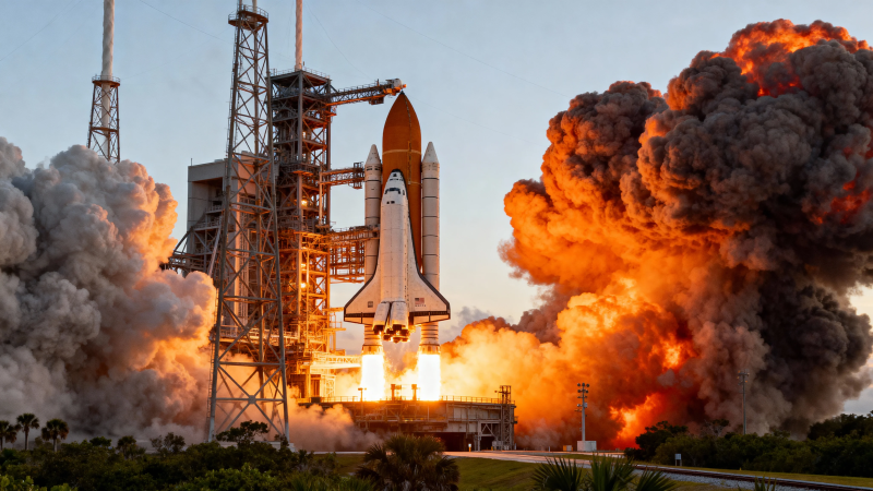 航天飞机发射瞬间图片