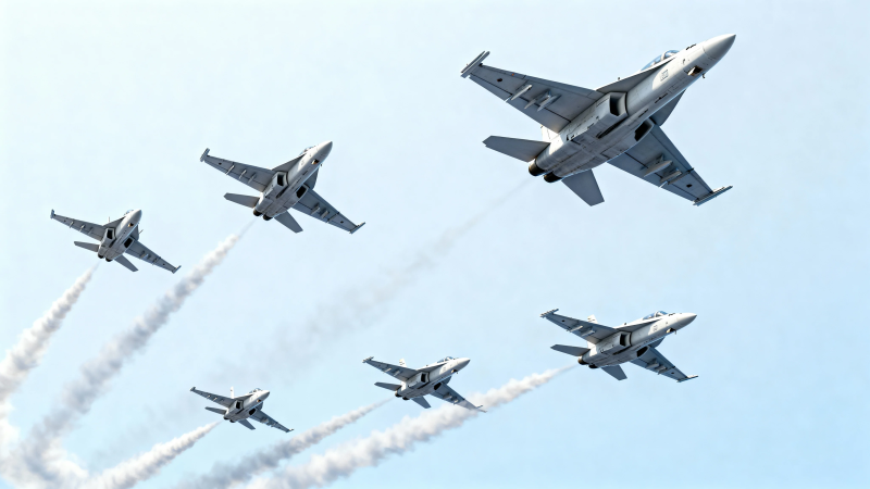 六机编队蓝天特技飞行图片