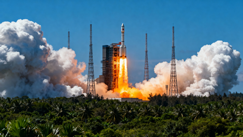 火箭发射 烈焰腾空图片