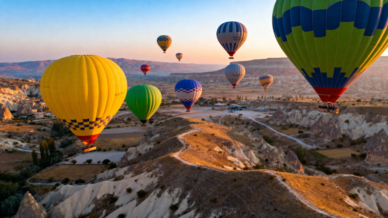 热气球飞越卡帕多奇亚图片