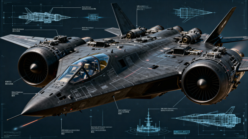 未来战机蓝图 双引擎隐形设计图片