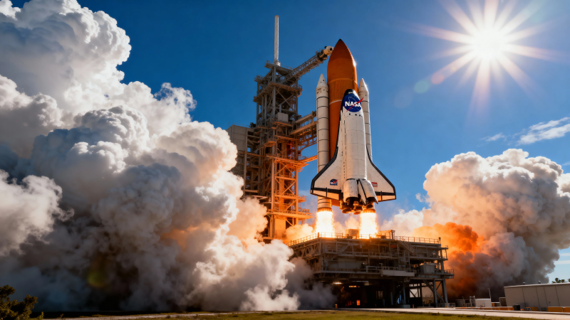 航天飞机发射升空瞬间图片