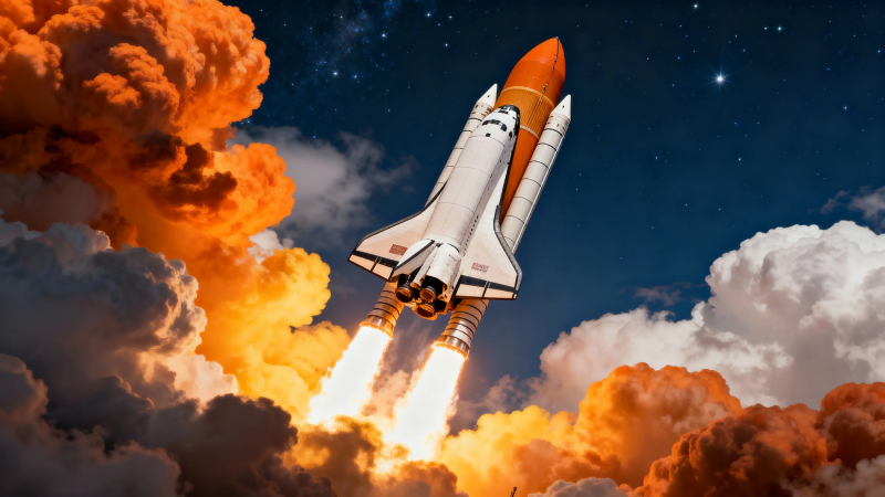 火箭升空 烈焰破云图片