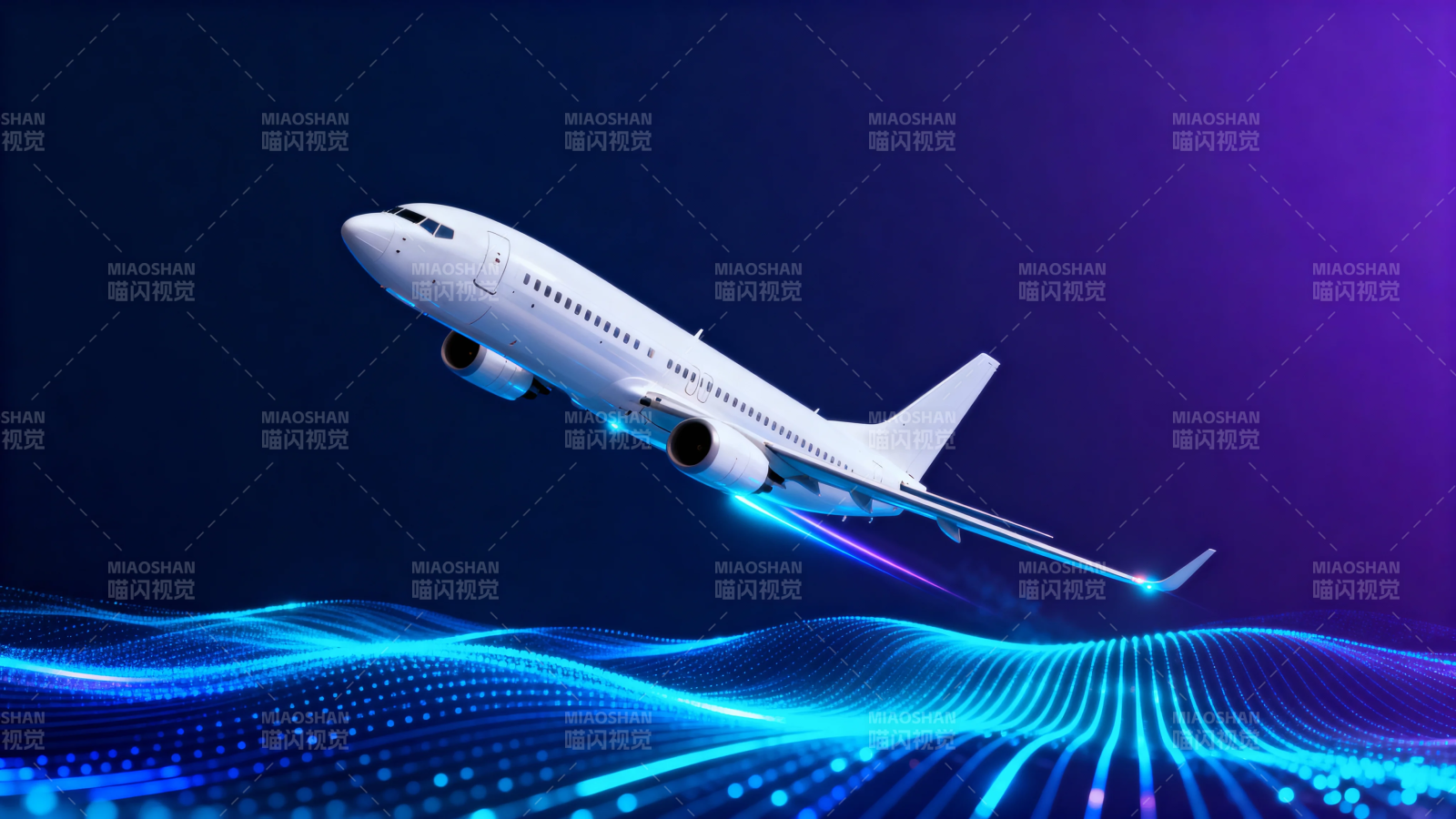 未来科技飞机翱翔数字 wave图片