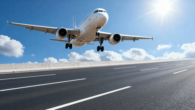 飞机低空飞越高速公路图片