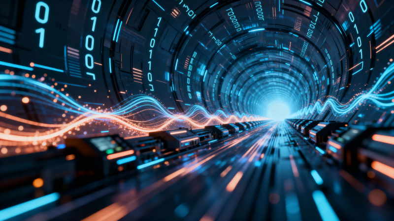 数字隧道 光流穿梭未来图片