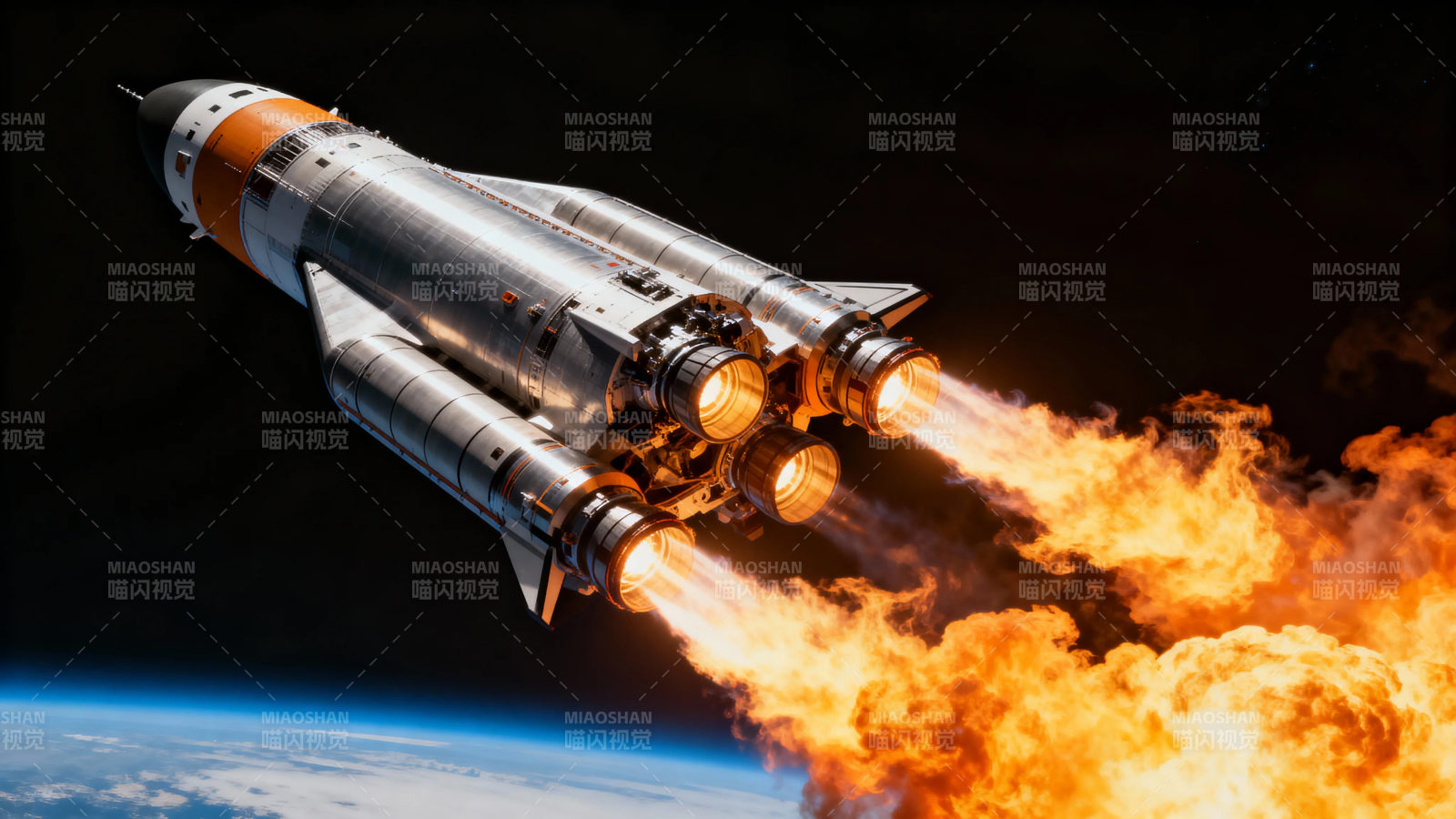 火箭升空 烈焰划破天际图片