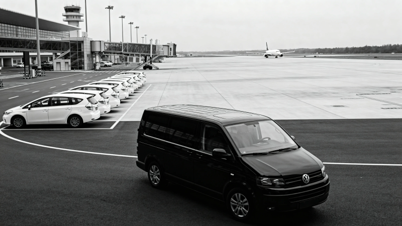 机场黑车待命 白车列队静候图片