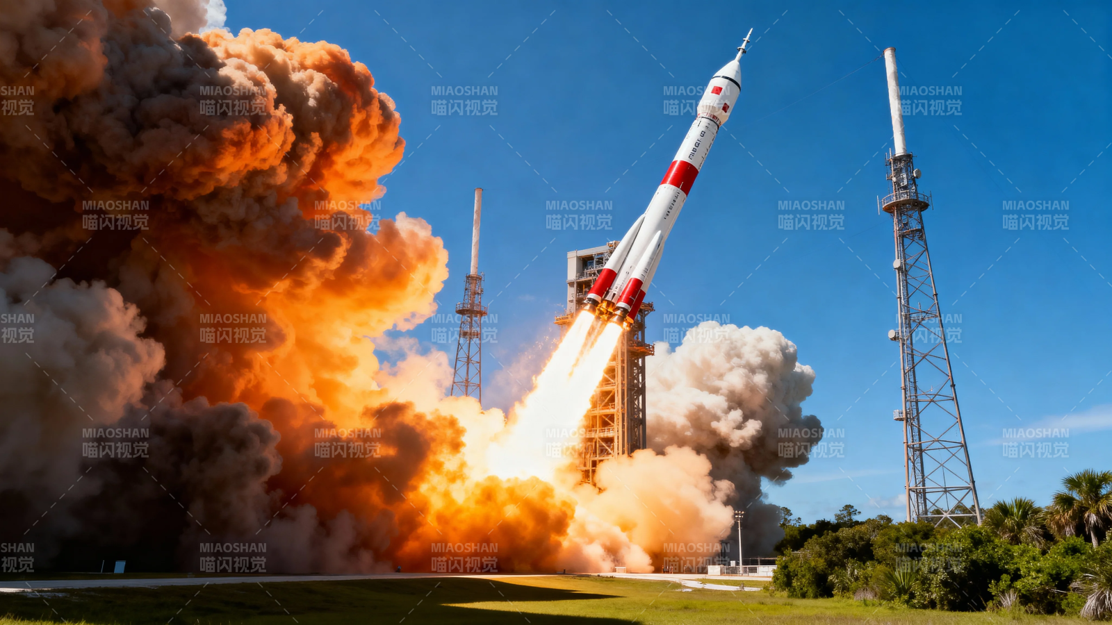 火箭腾空 烈焰冲天图片