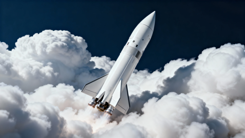 火箭穿云破雾 直冲苍穹图片