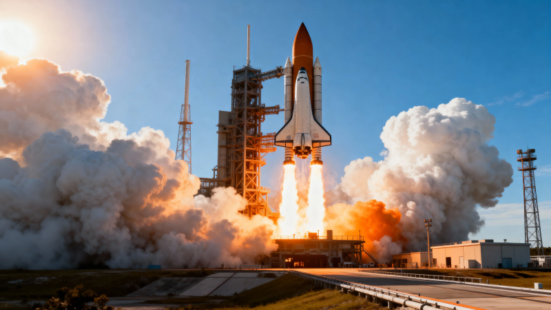 航天飞机点火升空瞬间图片