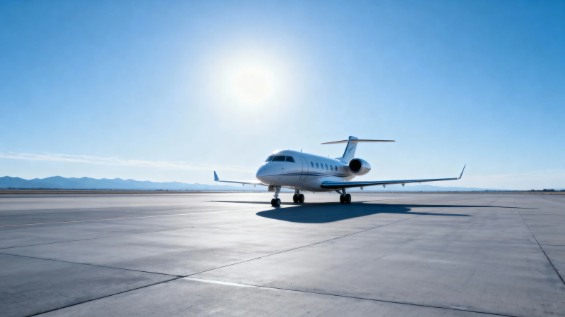 阳光下的私人飞机静候起飞图片