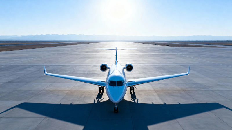 阳光下的私人飞机静候起飞图片