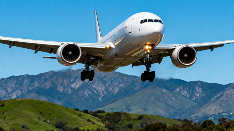 飞机降落山景背景图片