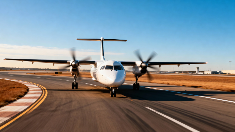 螺旋桨飞机滑行中图片