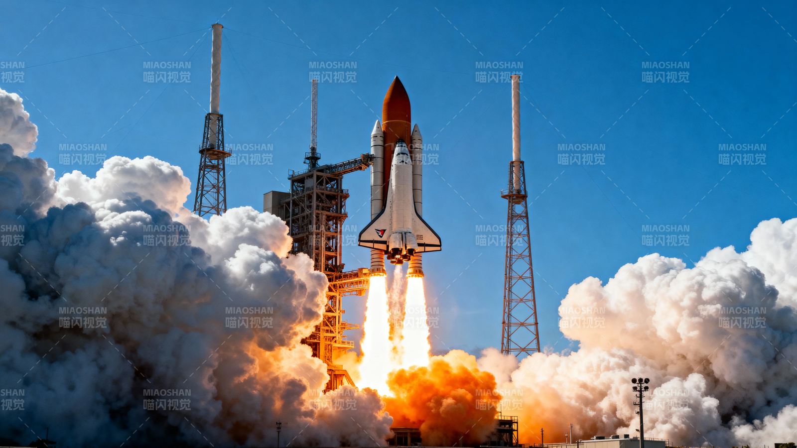 航天飞机点火升空瞬间图片