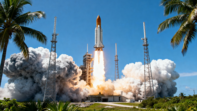 航天飞机发射升空瞬间图片