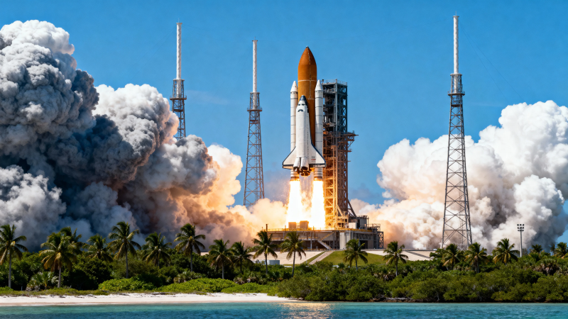 航天飞机发射升空瞬间图片