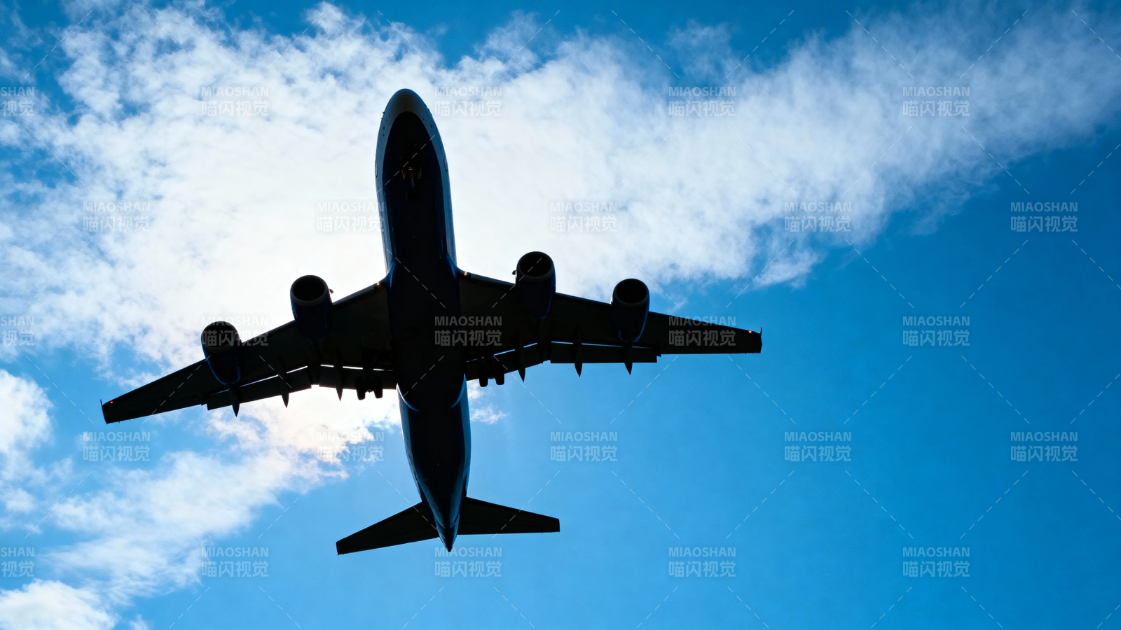 飞机剪影掠蓝天图片