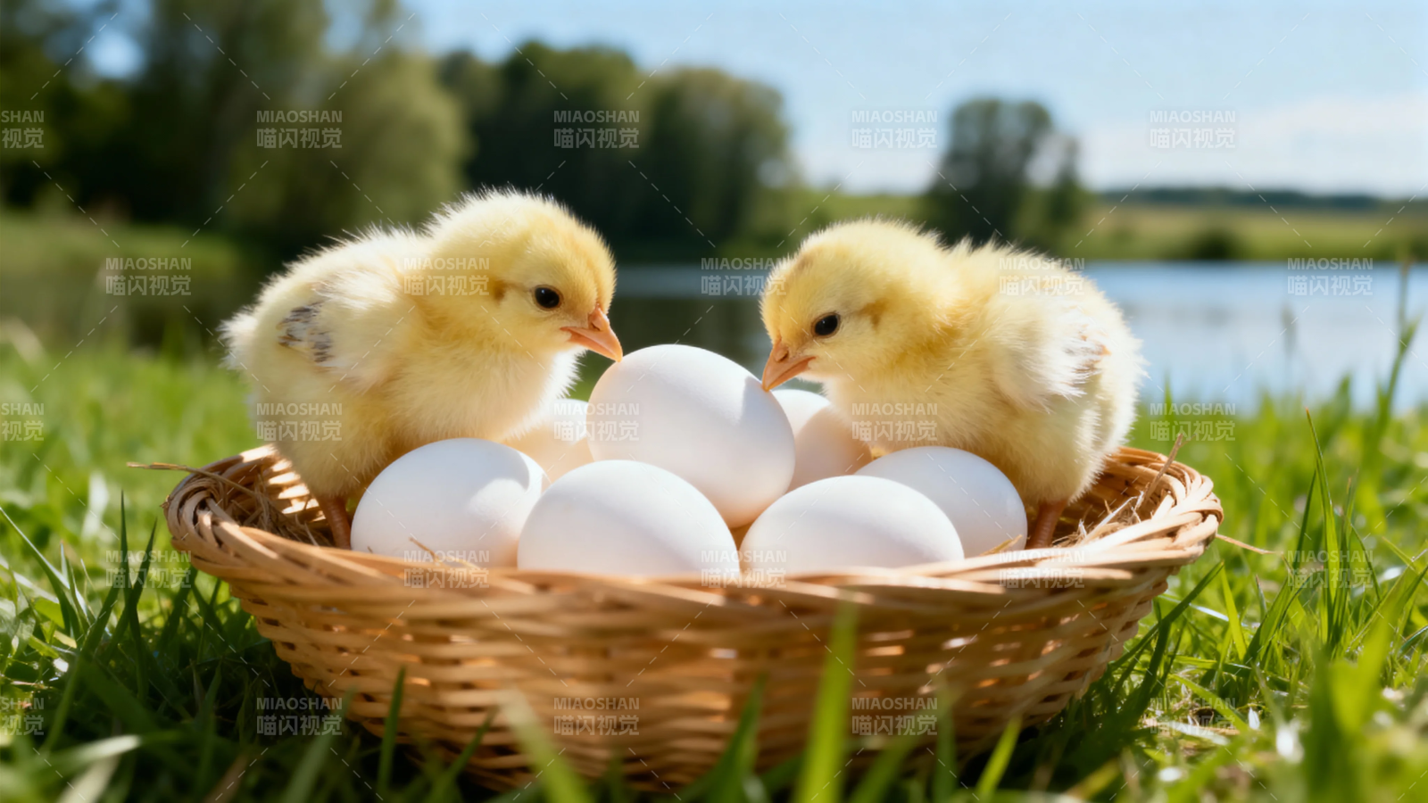 雏鸡伴蛋 春日田园趣图片