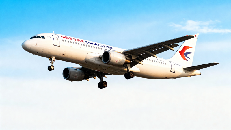 东航客机蓝天起飞图片