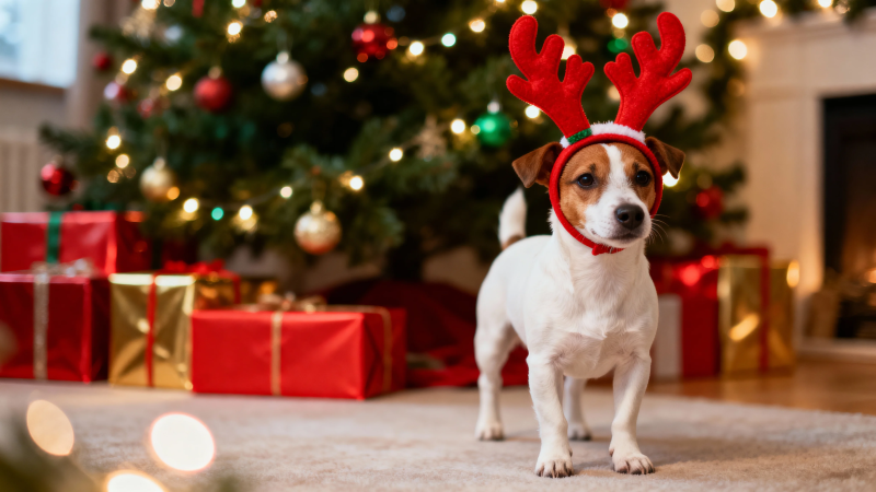圣诞小鹿犬 萌翻节日夜图片
