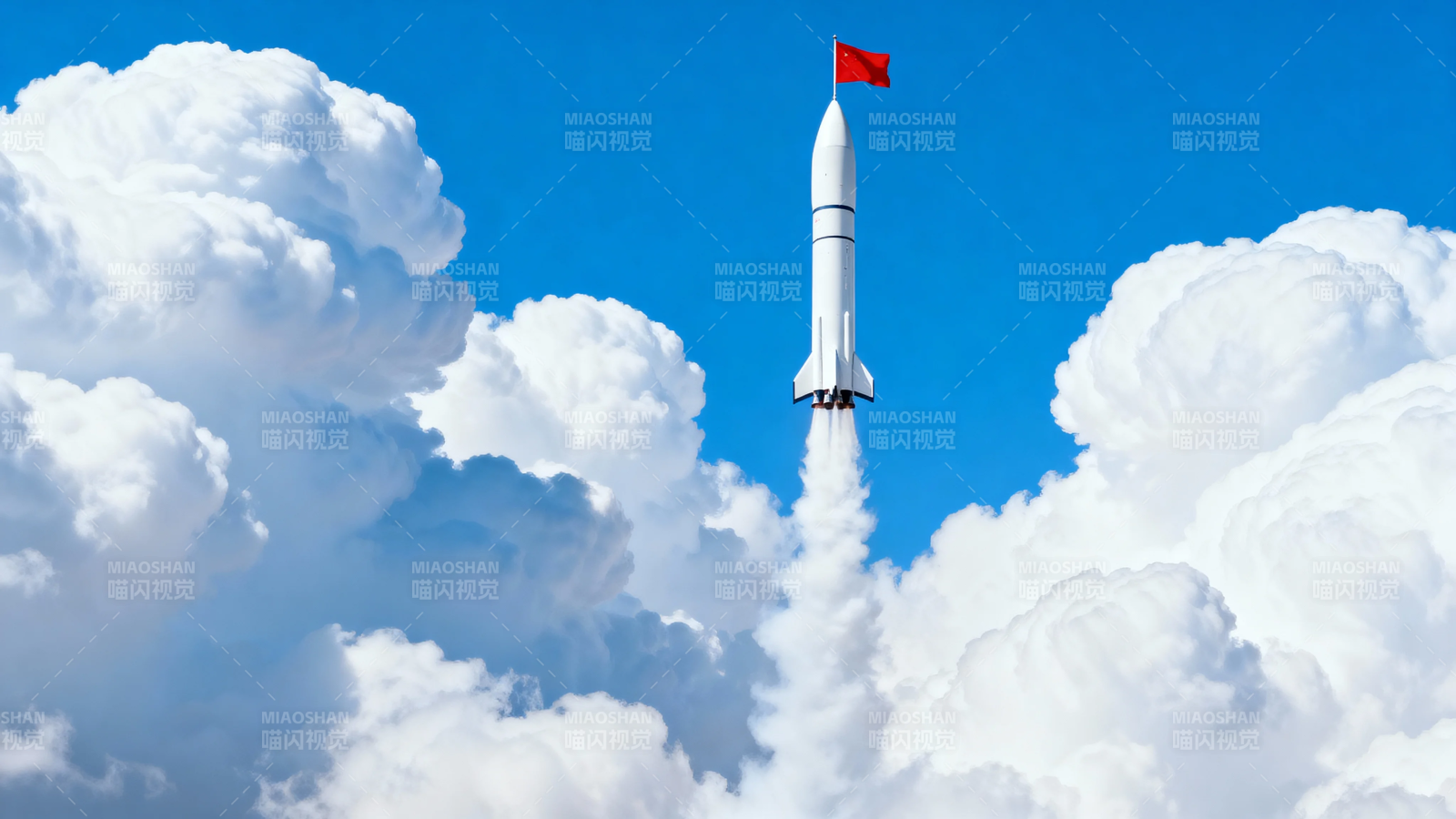 火箭升空 红旗飘扬图片