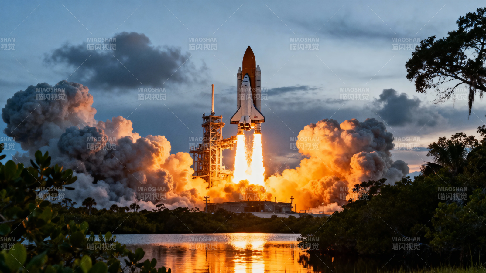 航天飞机发射升空瞬间图片