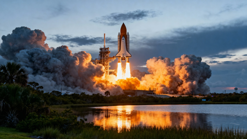 航天飞机发射瞬间图片