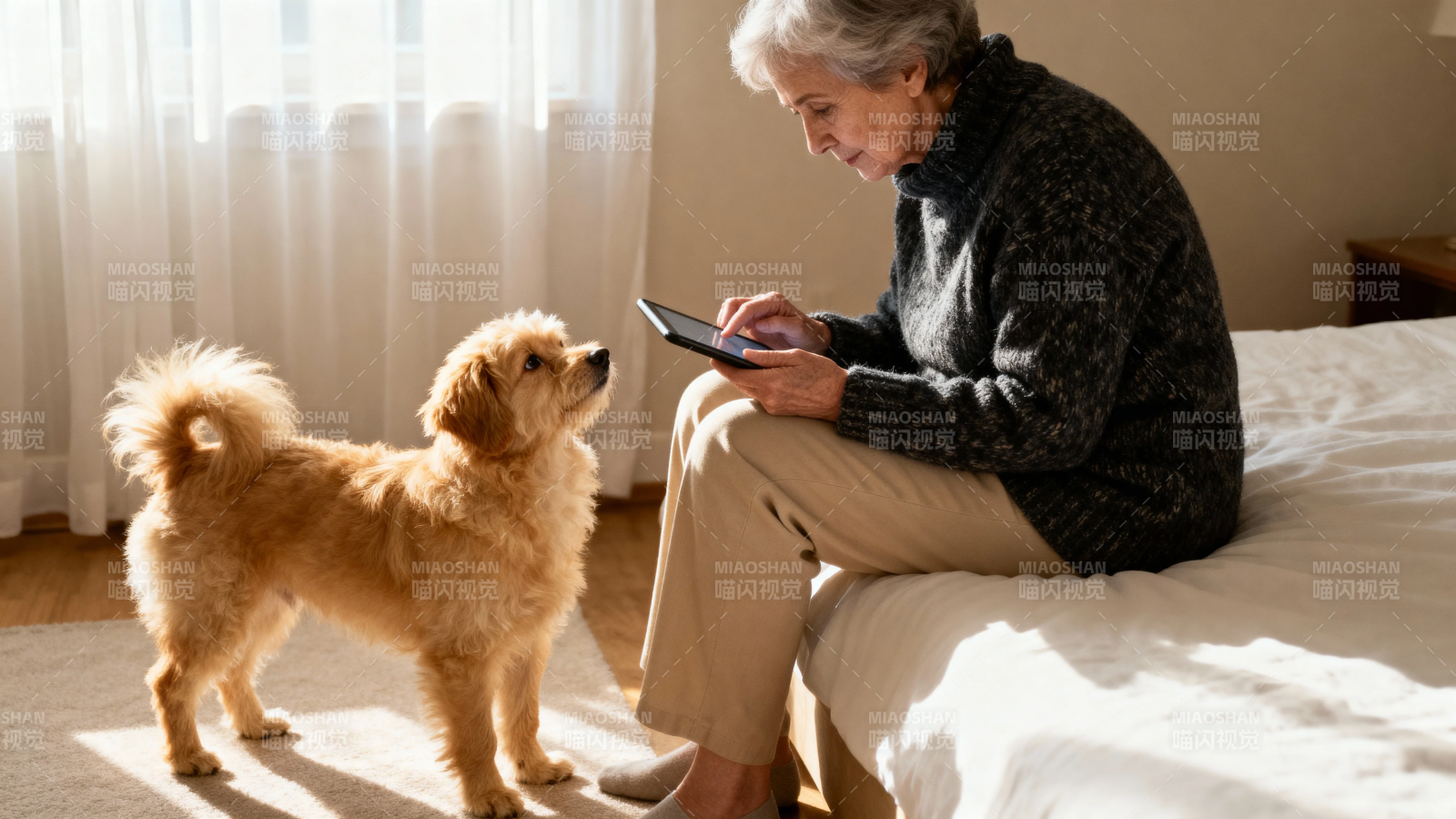 奶奶与爱犬的温馨时光图片