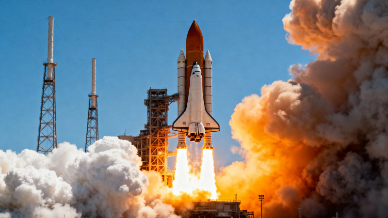 航天飞机发射升空瞬间图片