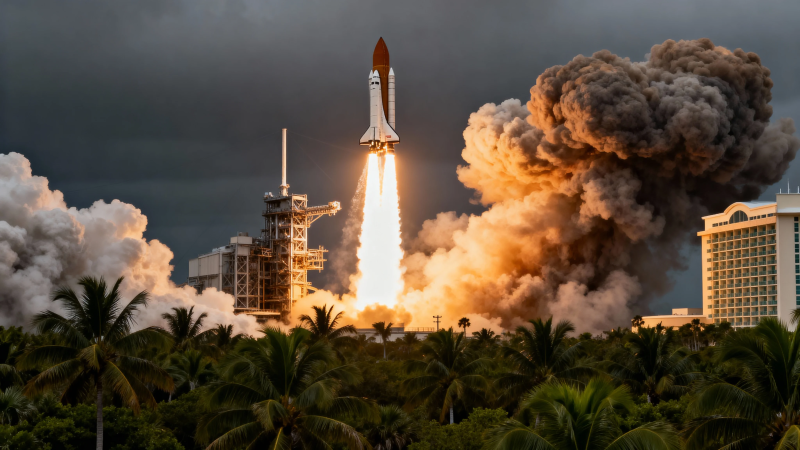 火箭升空 浓烟滚滚震撼天际图片