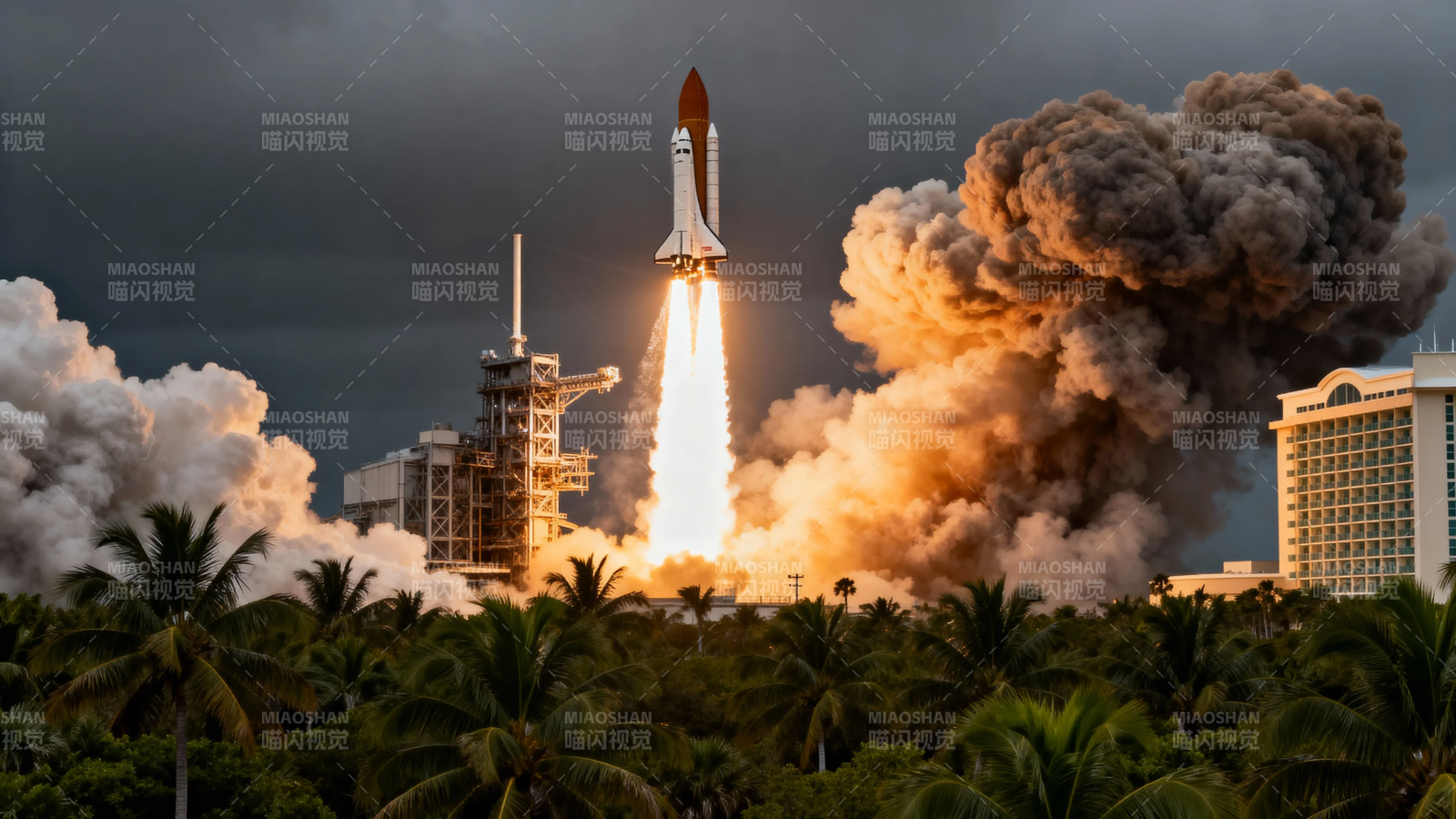 火箭升空 浓烟滚滚震撼天际图片