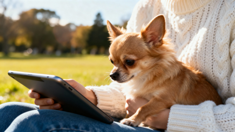 人狗共读 秋日暖阳伴身旁图片