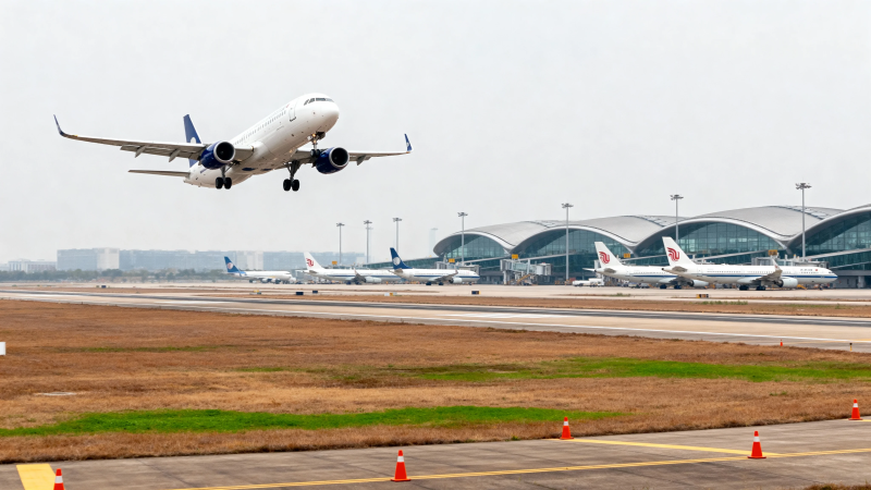 飞机起飞 机场繁忙景象图片