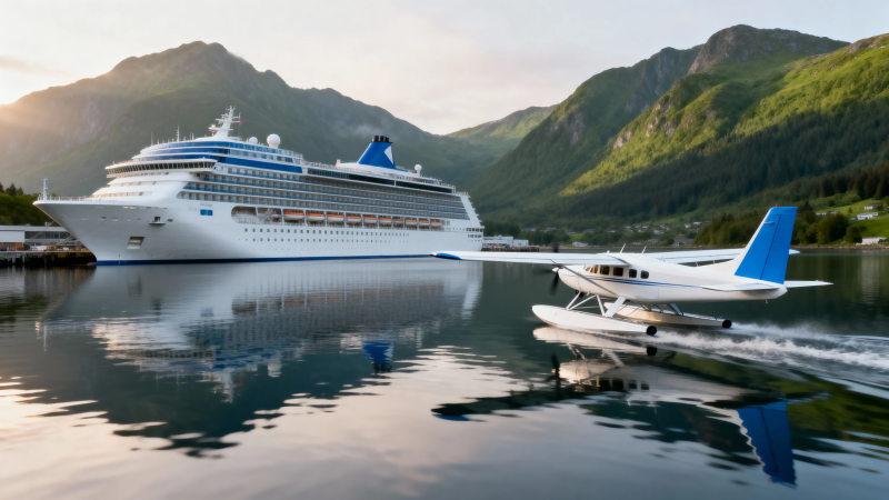 邮轮伴飞艇 山湖映美景图片