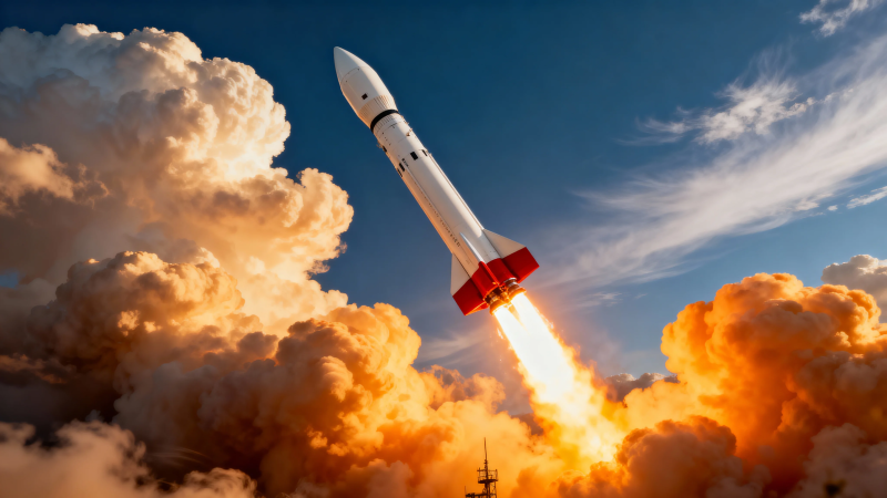 火箭升空 烈焰破云图片