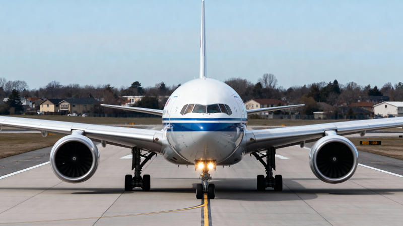 飞机跑道待飞 引擎轰鸣蓄势图片